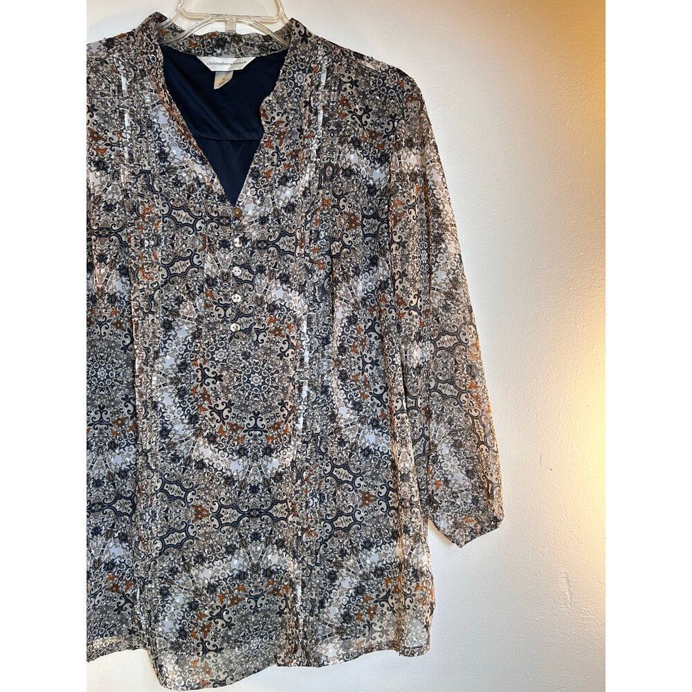 CHRISTOPHER & BANKS Women’s Paisley Lined Long Sleeve Top / Size: XL - Picture 7 of 9